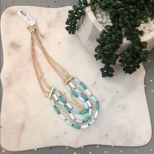New York & Co rectangle Bead mint white necklace